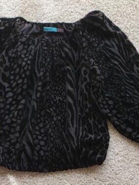 Alice + Olivia Base Top Women Large Black Velvet Open Scoop Back Boho